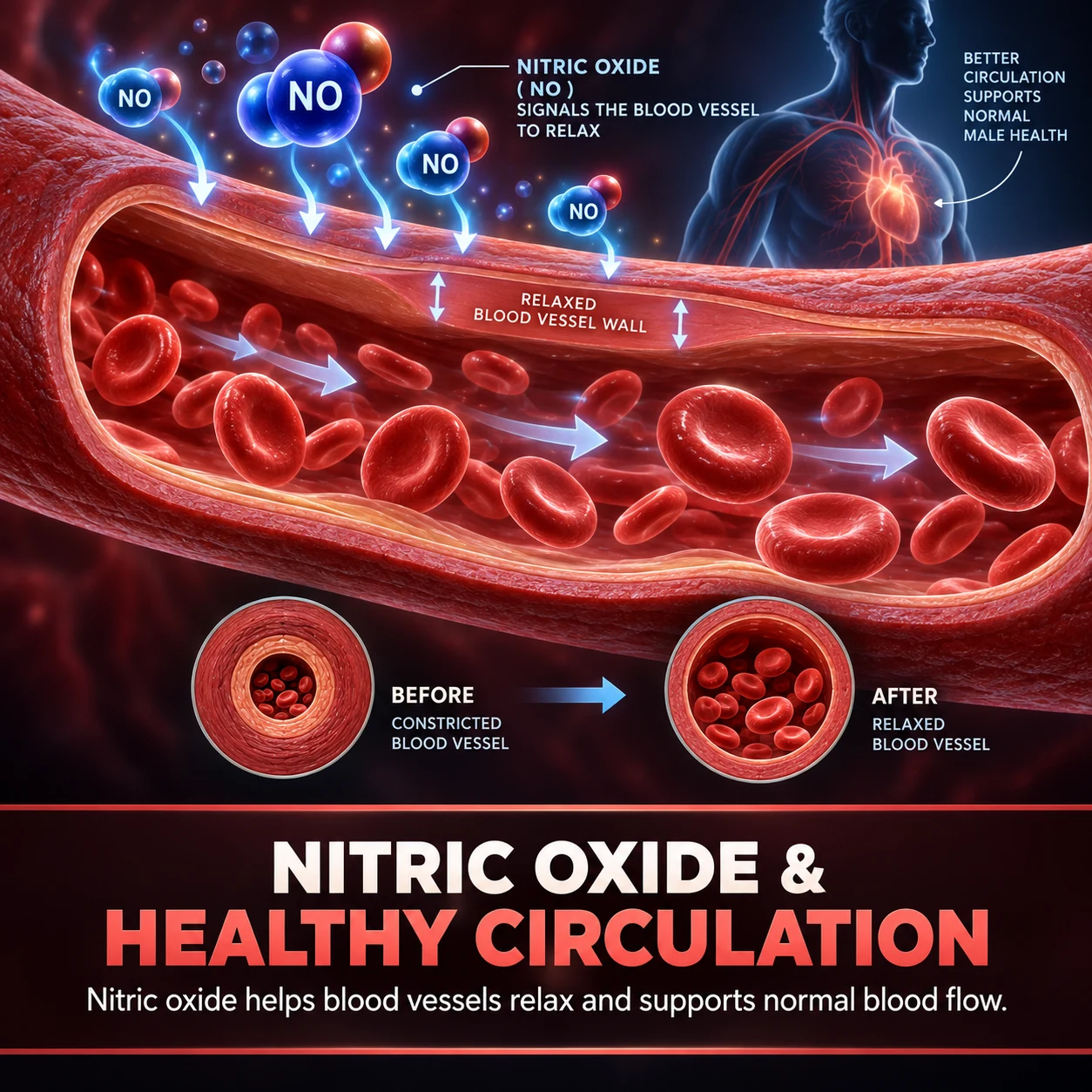 Nitric oxide and healthy blood vessel circulation